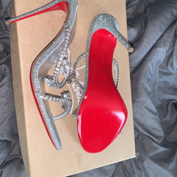Christian Louboutin Silver Glitter “ Just Queen “ Heels - Picture 4 of 9